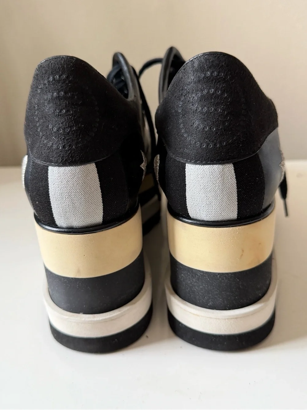 STELLA McARTNEY Elyse Black Platform Oxford Shoes Stars Size 39 Made in Italy